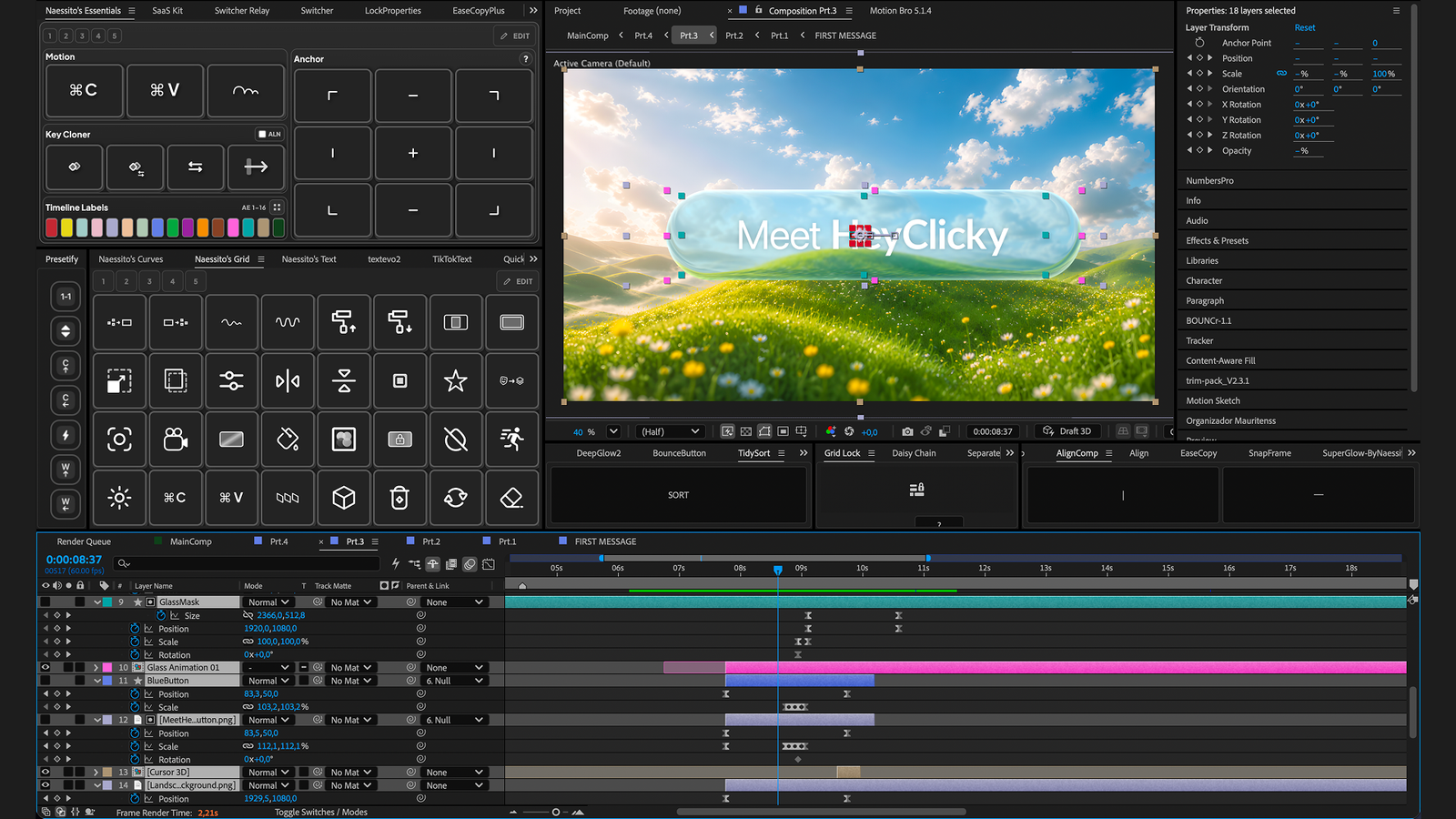Animation project open in the After Effects interface
