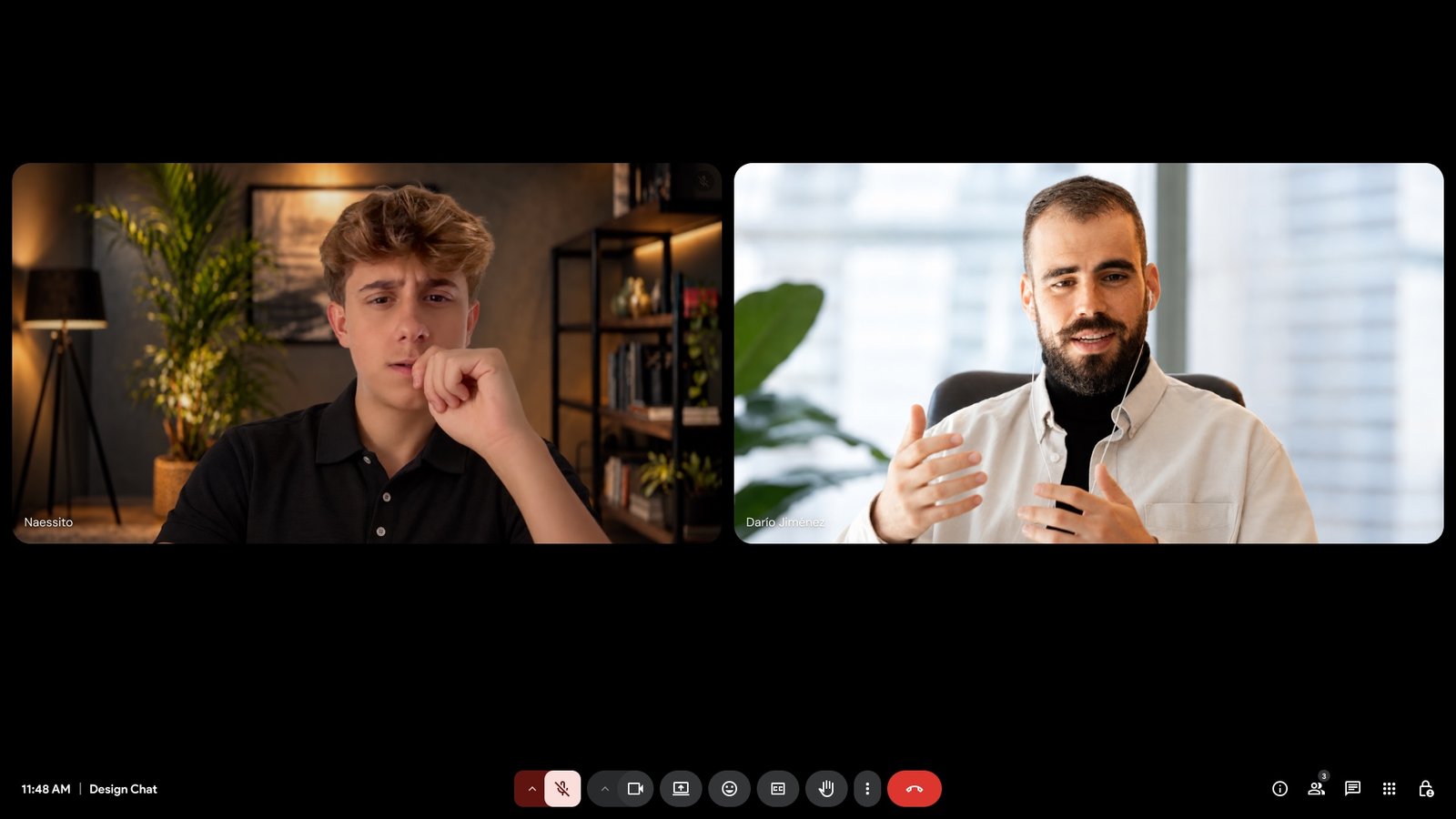 Project video call with two participants