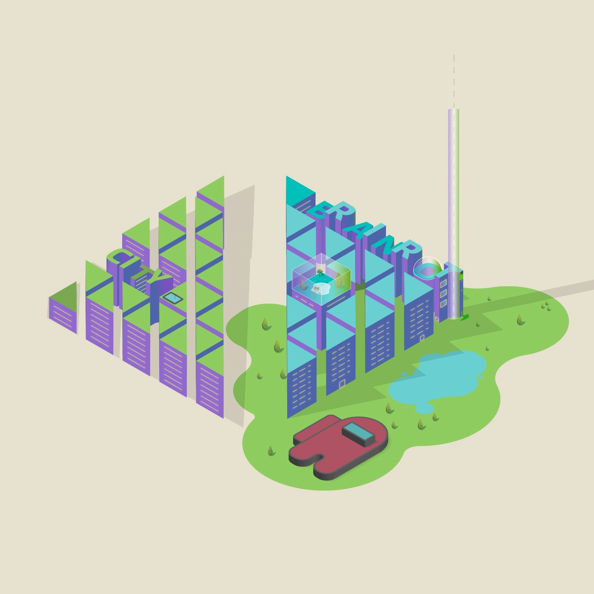 City perspective made in Illustrator
